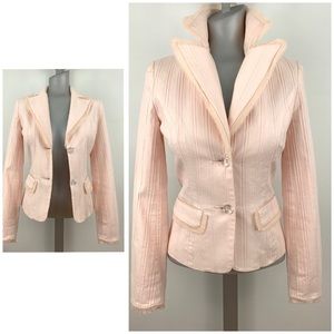Sexy! Chiffon Trim Pin Stripe Pink Blazer